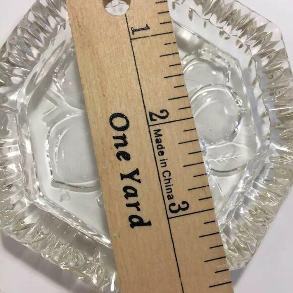 Vintage Table Ashtray Clear Glass Bottom Etched Fruit Octagon Shape 3.8” Wide - Picture 4 of 7